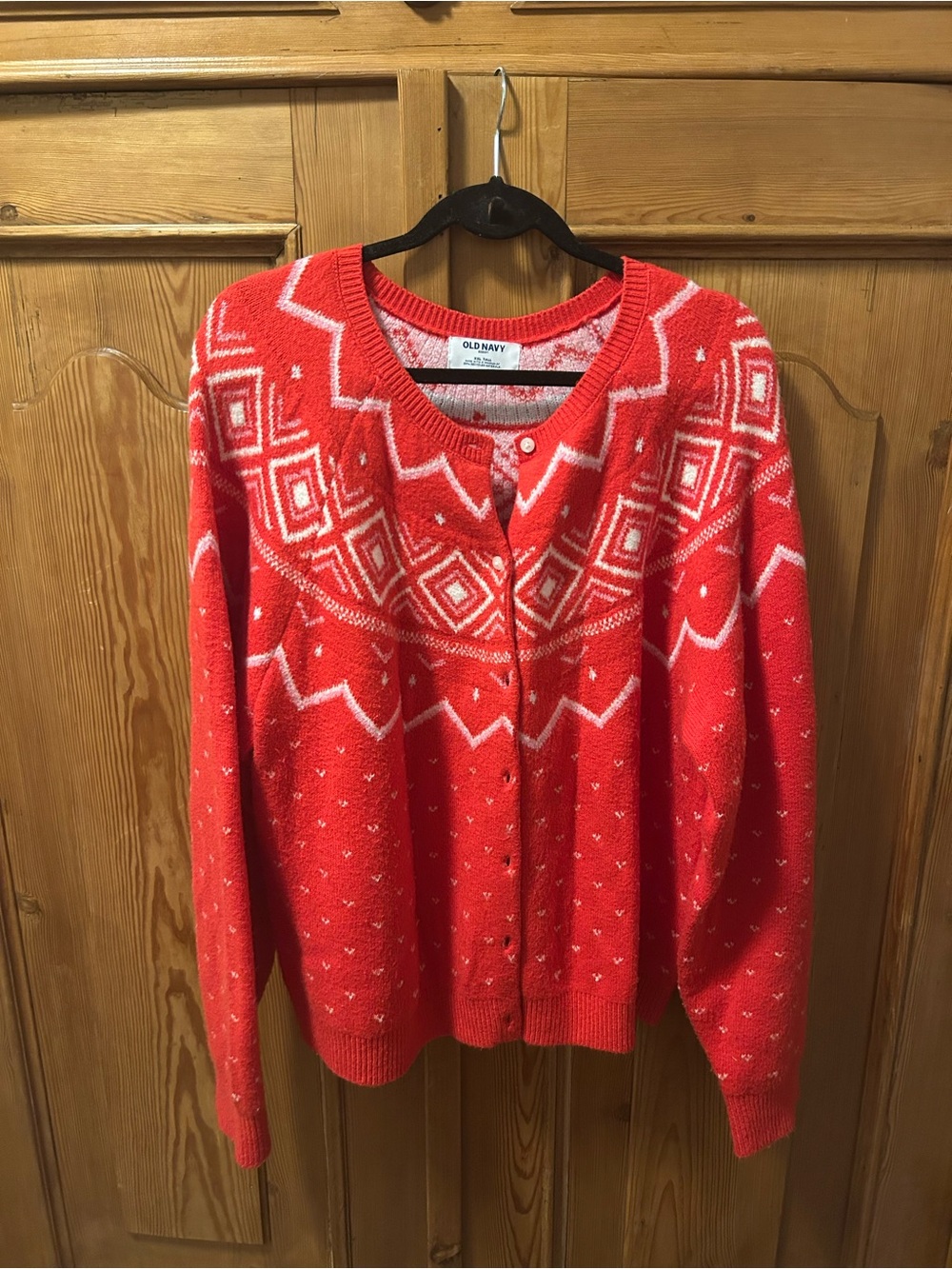 Old Navy Fair Isle Red Knit Cardigan